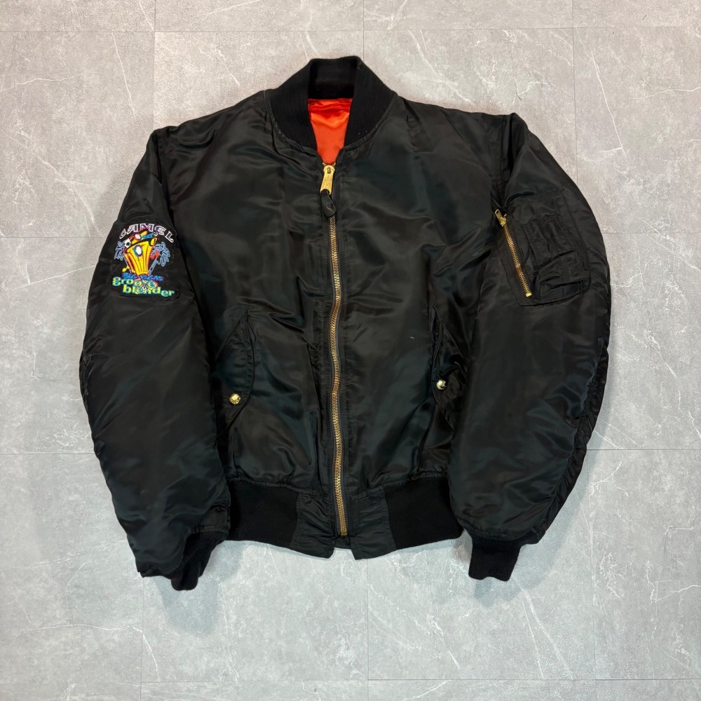 Vintage Camel Joe Big Vegas Brother Blender MA-1 Bomber Jacket Black Mens XL